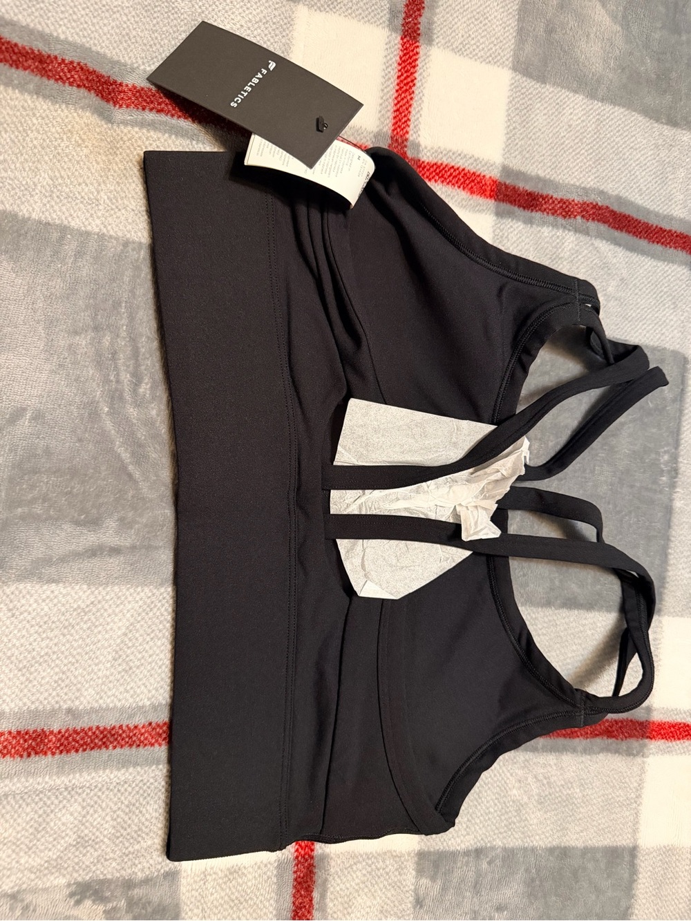 Fabletics Black Strappy Sports Bra with Triple Back Straps